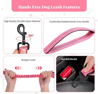 Heavy Duty Hands Free Multifunctional Dog Leash - Adjustable, Reflective, Waist Leash for Dog Walking, Running, Hiking - 5-7FT