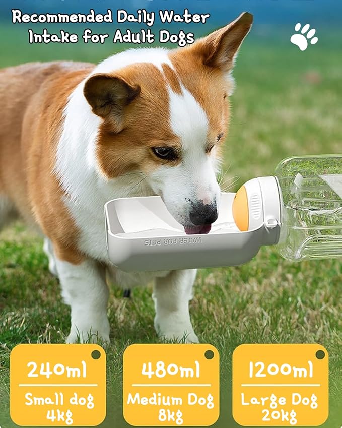 35oz Water Bottle, Portable Dog Water Bottle with Shoulder Strap, BPA Free, Leak Proof, Large Capacity, Pet Water Dispenser with 10oz Bowl for Walking, Hiking, Camping, Travel