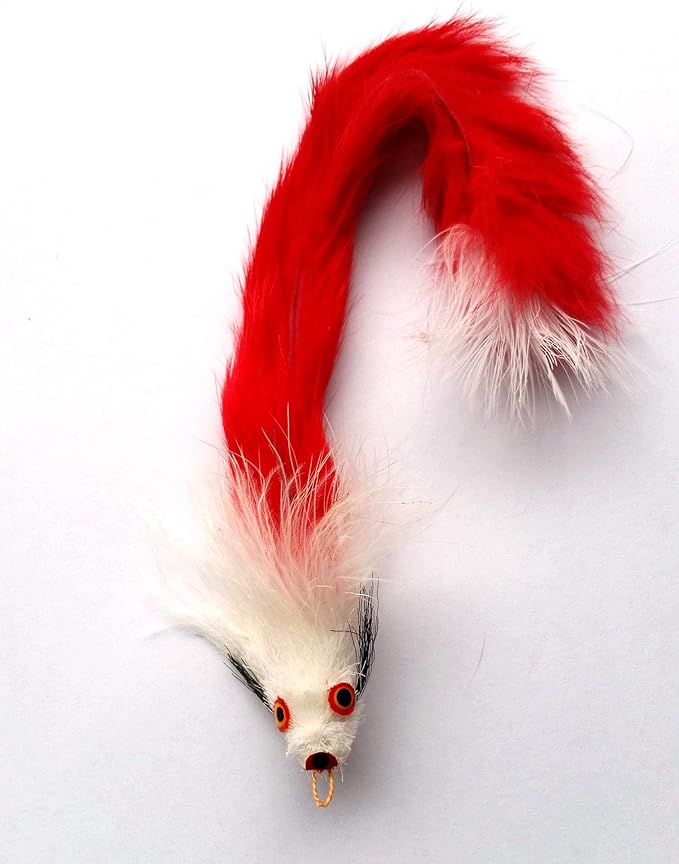8 Inch Handmade Cat Toy Teaser Wand Refill Christmas Mouse - Red, White Natural Material Toy, Hunting Instinct Play, Interactive Exercise Attachment for Indoor Cats & Kittens
