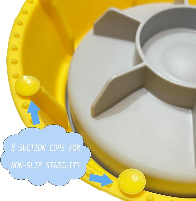 Slow Feeder Dog Bowls for Liquid with Rolling Ball, Interactive Lick Bowl Anti-Slip Lick Toy for for Wet Food, Water, Treats & Breeds Dietary Supplement for Dogs Cats (Yellow)