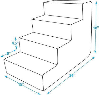 Best Pet Supplies Dog Stairs & Steps - Foam Steps for Small Dogs & Cats, Non-Slip Indoor Balanced Pet Step Support, Dog Ramp, No Assembly, Lambswool, 4-Step (18-inch Height)