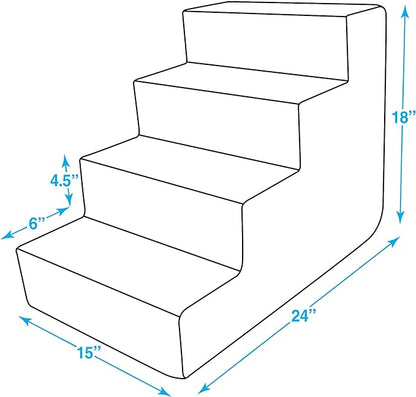 Best Pet Supplies Foam Pet Steps Cover for Small Dogs and Cats, Portable Ramp Stairs for Couch, Sofa, and High Bed Climbing (Cover Only) - Gray Lattice, 4-Step (H: 18") (Cover Only)