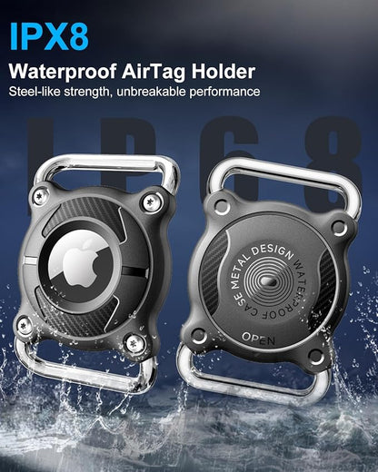 2 Pack Airtag Dog Collar Holder | Airtag Dog Collar Waterproof - Airtag Holder for Dog Collar - Dog Airtag Holder with Removable Metal Loop, Light Weight fit Width3cm/ Thick4.5mm Air Tag Collar, Black