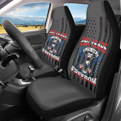Eagle USA Flag Car Seat Covers for Front Seats American 250th Anniversary Patriotic Car Accessories for Women Men Washable and Breathable Car Seat Cover Set of 2 for Trucks SUV Sedans