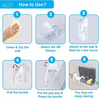 Dog Pee Pad Holder with Walls (6 Pack) for Small & Large Size Wee Wee Pad, Indoor Potty Training Pad Holder for Leg-Lifting Puppies (White)