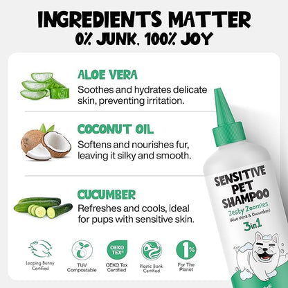 Dog Shampoo & Conditioner for Smelly Dogs - Zesty Zoomies Dog Shampoo for Itchy Skin Relief - Hypoallergenic Pet Shampoo for Conditioner, Moisturizing & Itching.