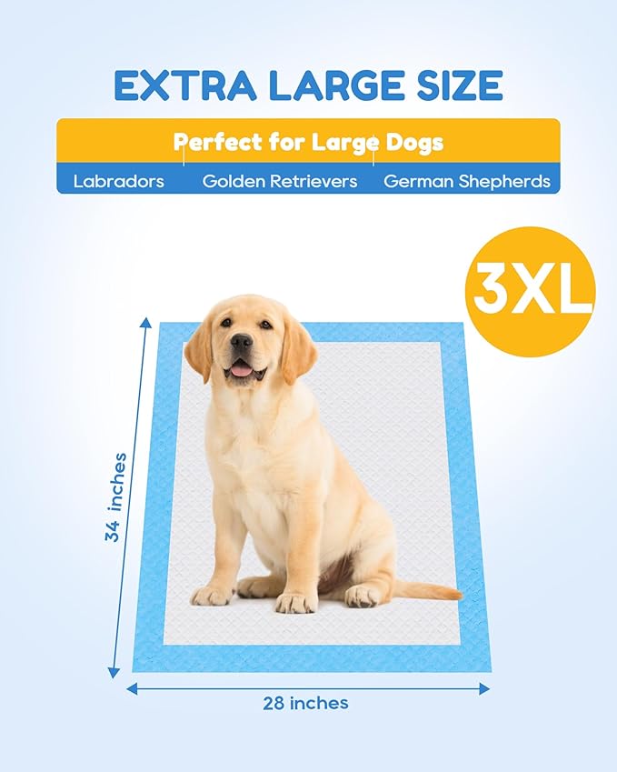 100 Count-36" x 36" XXXL Pee Pads for Dogs, Extra Large Puppy Pads, Super Absorbent Disposable Dog Training Pads, Quick Drying, Leak-Proof, Ultra Thick Potty Pads for Dogs, Puppies, Doggie, Cats
