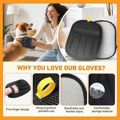 Pet Hair Removal Glove, Pet Hair Remover Gloves for Cats & Dogs Hair Remover, Magic Brush Pet Hair Removal Tool for Furniture, Couch, Car Seats, Clothing(1Pcs)