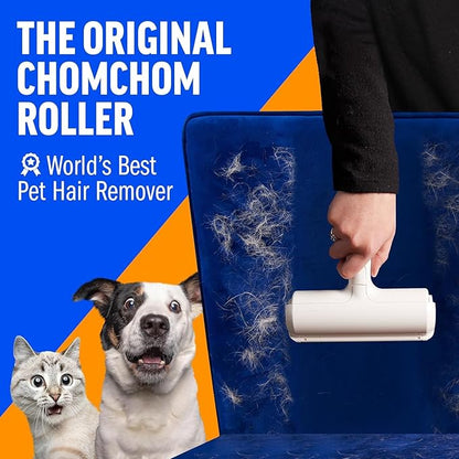 Pet Hair Remover Roller - Reusable Lint Roller for Dog & Cat Hair on Furniture, Couch, Carpet, Clothing - Eco-Friendly Portable Fur Remover Tool (White)