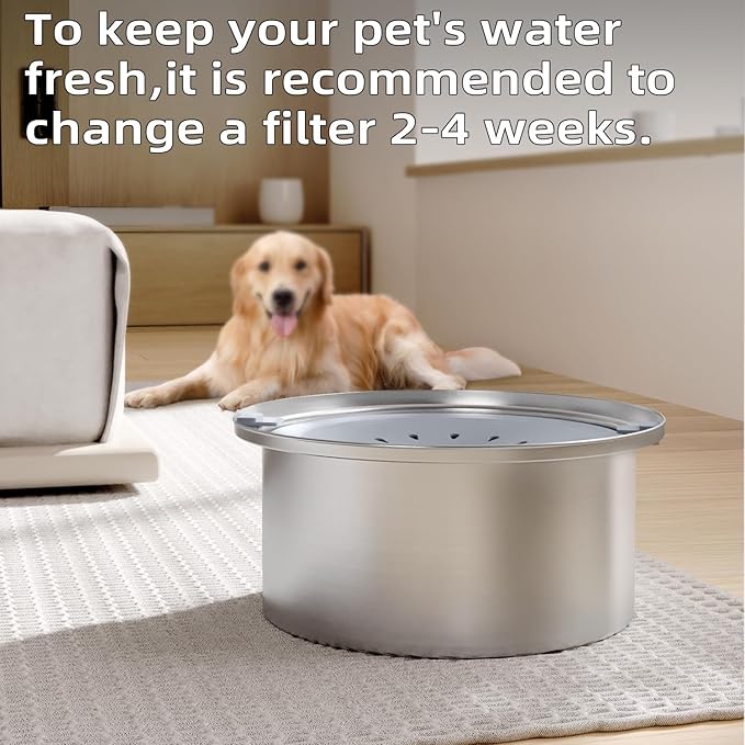 4 Pcs Stainless Steel Dog Water Bowl Filters - Activated Carbon Replacement Filters for No Spill Dog Water Bowl