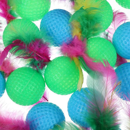 24 Pack Cat Golf Balls for Indoor Kitten Toys, Interactive Cat Pom Pom Ball Toys for Exercise Chase Pounce Entertainment, Random Color