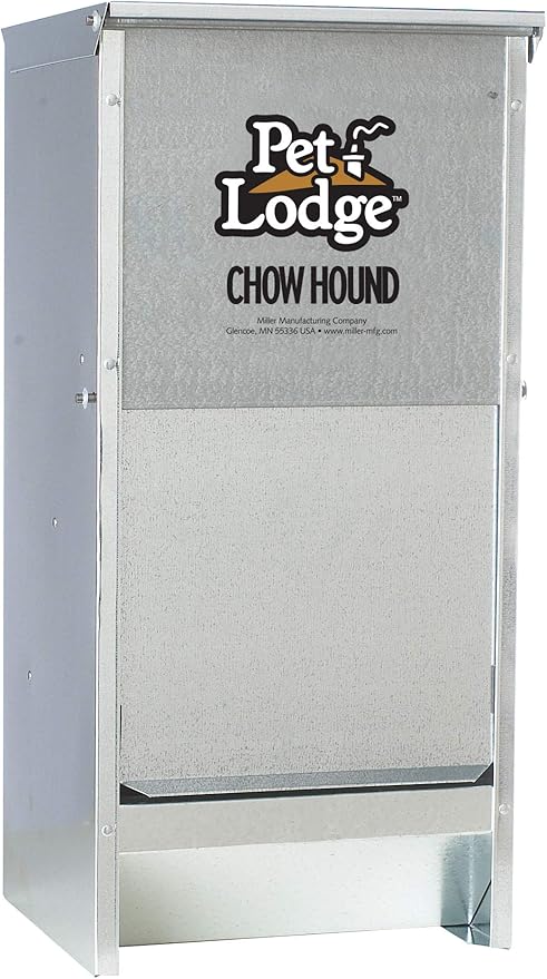 Pet Lodge® Automatic Dog Feeder | Chow Hound Outdoor Pet Feeder | Tough Galvanized Steel | Made in USA | 12 Pound