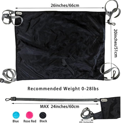 Cat Hammock for Cage - Hanging Washable Soft Outdoor Mat, Waterproof Cooling Bed for Large Kittens 26in*20in (XX-Large, Black)