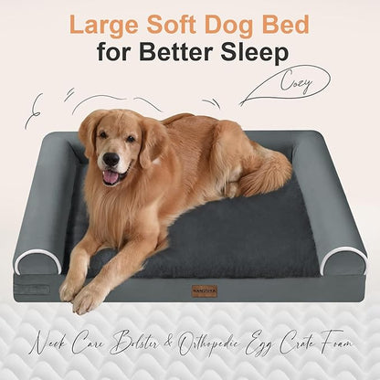 Small Dog Bed Orthopedic Washable: Beds Bolster Small Sized Dogs Cats Bed Egg Crate Foam Couch Sofa Waterproof with Removable Cover - Dark Grey