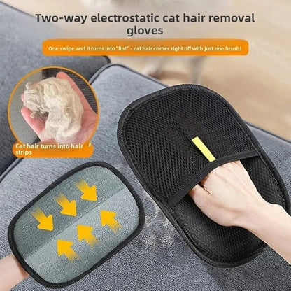 Pet Hair Removal Gloves for Cats & Dogs, Cat Hair Cleaner, Electrostatic Reusable Cat Hair Remover, Stroking Cats, Artifact Hair Remove Brush, Magic Fur Removal for Laundry, Couch, Carpet, Car