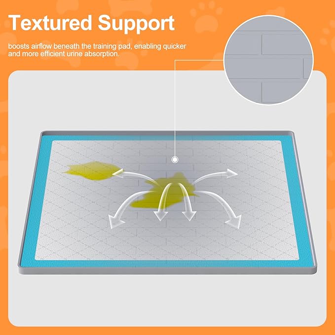 Pee Pad Tray Holder for Dogs,Non-Slip Silicone Dog Puppy Pad Holder,25 x 25 Square Puppy Potty Training Pads,No Spill Raised Lip High Edge,Portable, Leak-Proof Mat Trays for Indoor Floor Protection