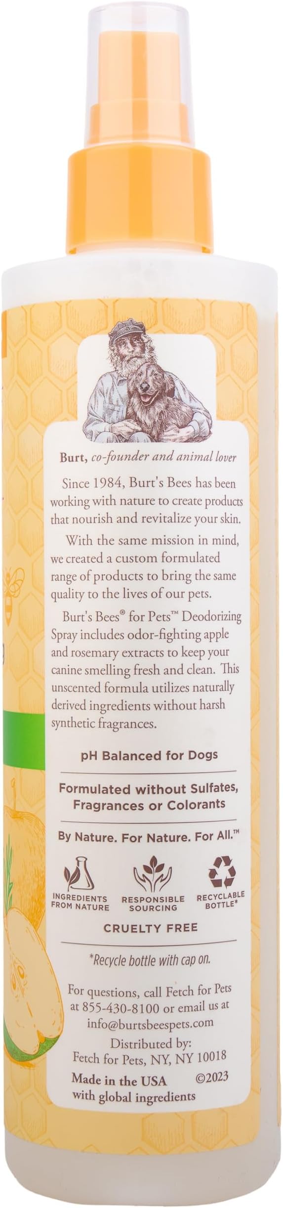 BURT'S BEES FOR PETS Naturally Derived Deodorizing Spray for Dogs - Best Dog Spray for Smelly Dogs - Made with Apple & Rosemary - Cruelty Free, Made in USA, 10 oz - 6 Pack