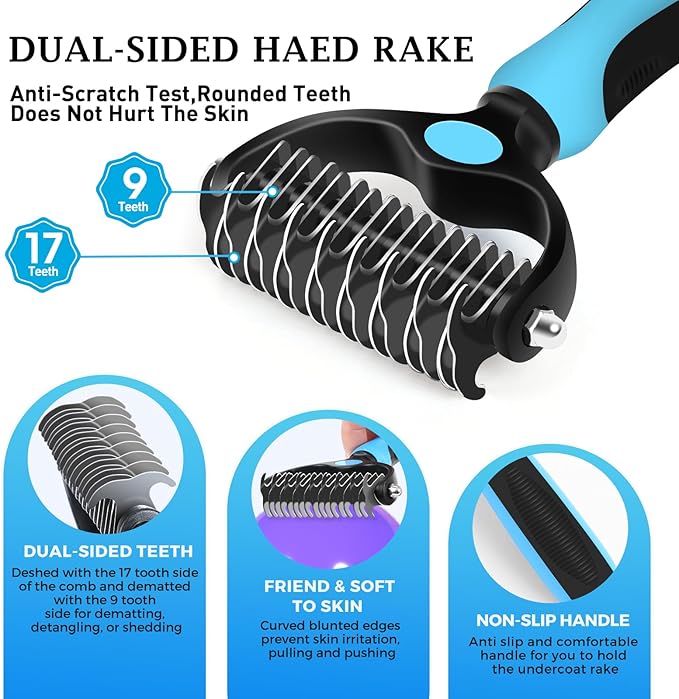 3PC Dog Brush Kit - Self-Cleaning Slicker Brush with Bath Brush & Undercoat Rake | Deshedding Tools for Large - Small Dogs & Cats, Professional Pet Grooming Set for Heavy Shedding, Green