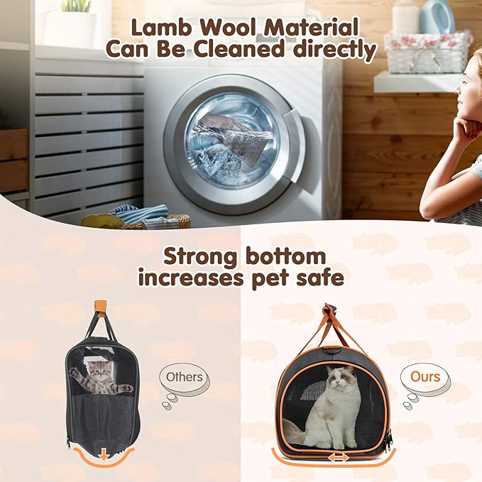 Cat Carrier TSA Airline Approved with Ventilation for Small Medium Cats Dogs Puppies, Dog Carrier with Big Space, 5 Mesh Windows, 4 Open Doors for Comfortable Travelling.