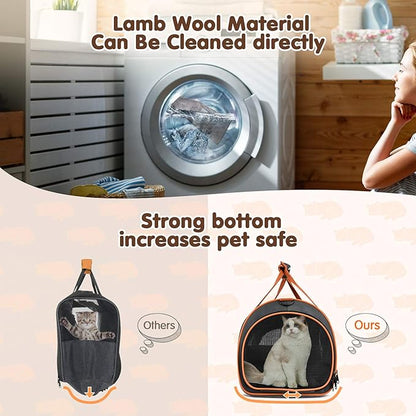 Cat Carrier TSA Airline Approved with Ventilation for Small Medium Cats Dogs Puppies, Dog Carrier with Big Space, 5 Mesh Windows, 4 Open Doors for Comfortable Travelling.