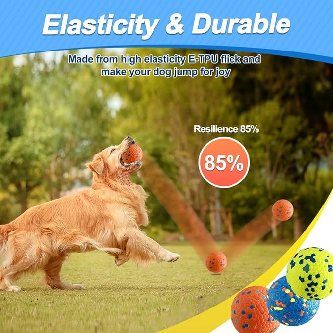 Dog Balls, Dog Tennis Balls for Aggressive Chewers, 3'' Durable Teething Chew Toys & Floating Water Toy, Interactive Fetch Ball for Medium/Large Dogs (3 Pack)