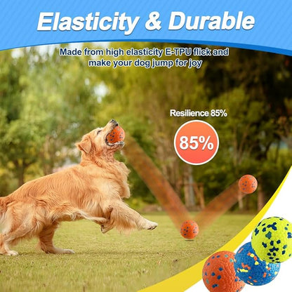 Dog Balls, Dog Tennis Balls for Aggressive Chewers, 3'' Durable Teething Chew Toys & Floating Water Toy, Interactive Fetch Ball for Medium/Large Dogs (3 Pack)