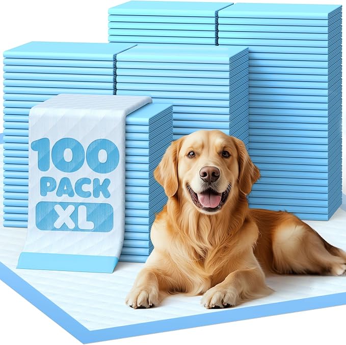 Puppy Pads - 100 Packs, 34"×28" Ultra-Large Puppy Pads, Tear-ResistantPee Pads for Dogs, 6-Layer Ultra-Absorbent & Quick-Dry Black Training Pads