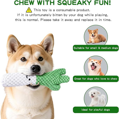 Puffluv 3-Pack Dog Squeaky Toys Set,Plush Squeaky Pet Toy Pack for Small Medium Dogs, Soft Durable Interactive Play Set with Variety Figures