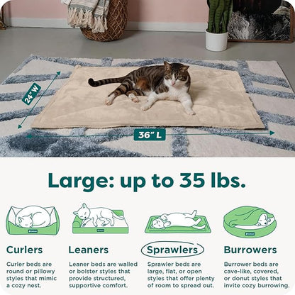 Furhaven ThermaNAP Self-Warming Cat Bed for Indoor Cats & Large/Medium Dogs, Washable & Reflects Body Heat - Quilted Faux Fur Reflective Bed Mat - Cream, Large