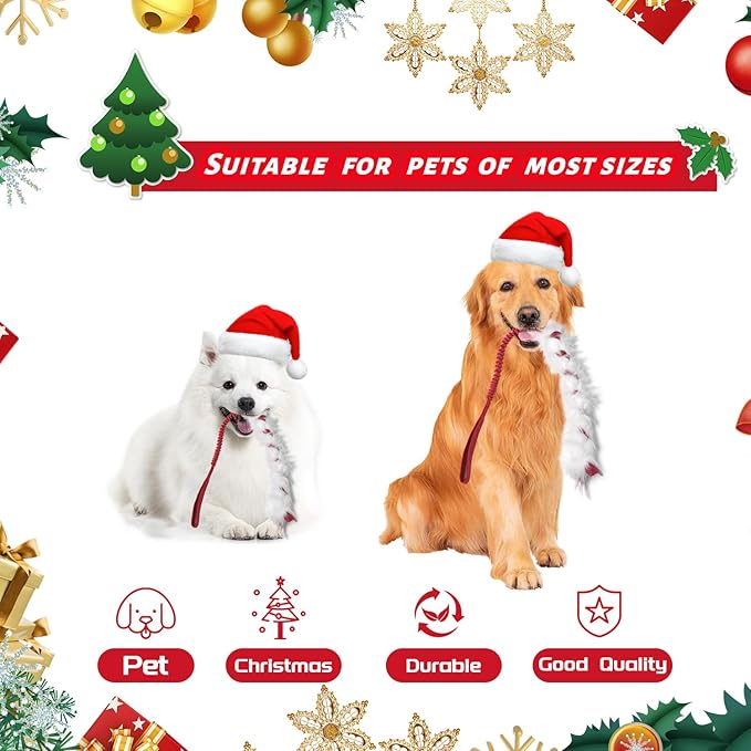 Wodoca Christmas Dog Tug Toys - Rope Toys for Aggressive Chewers, Xmas Pet Gifts, Large Dog Chew Toy, Ideal for Training, Hand Made (Red)