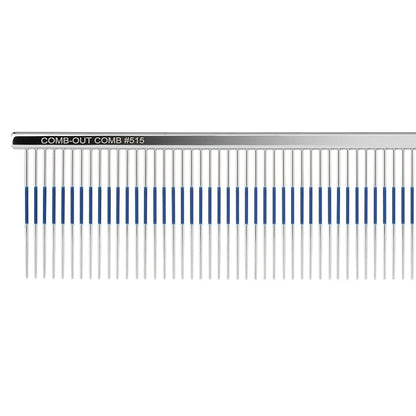 Chris Christensen 9" Long Tooth Fine/Extra Fine Comb-Out Comb, Groom Like a Professional, Rounded Corners Prevent Friction and Breakage, Unique Rubber Grip Line, Chrome Finish