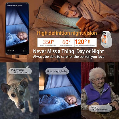 2 Way Video Audio Camera with 2.8-inch Screen, Video WiFi Camera for Home Pet/Cat/Dog, AI Motion Detection, Wireless Facetime Cameras Phone App Sound, One-Click Call, White