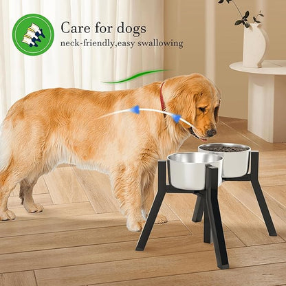 SHAINFUN Elevated Dog Bowl Stand for Medium Large Breeds, Adjustable Width for 7-10.6" Wide Bowls, 11" Tall Holder, 2-in-1 Raised Feeder (Bowl Not Included)