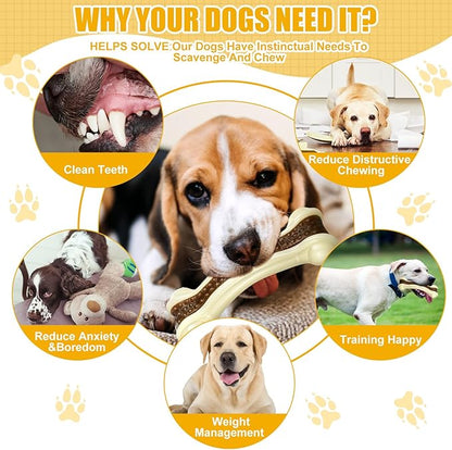 Sosation 6 Pcs Dog Toys for Aggressive Chewers Christmas Nylon Beef Flavor Bones Tough Puppy Teething Toys Puppy Chew Bones for Large Medium Small Breed Dogs Puppies(Small)