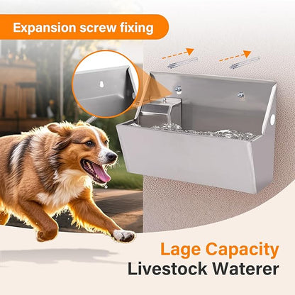 PAUQEWIE 2Gal Automatic Dog Water Bowl Dispenser Auto Fill Dog Waterer Outdoor Livestock Water Trough Drinking Feeder for Large Breed Dogs Chicken Cat Horse Poultry Farm Animal