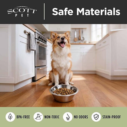 Scott Pet Bowl, Stainless Steel Pet Water and Food Bowl, 5 Quarts (11.25 x 11.25 x 3.69 Inches, 0.52 lbs), Dishwasher Safe, Rust Resistant, Silver
