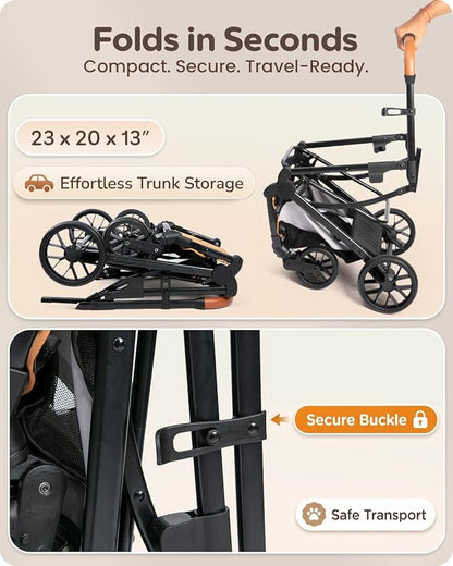 Pet Stroller with Detachable Carrier for Small, Medium Dogs & Cats, Lightweight Foldable Design, Travel-Ready, Compact Storage (Cloud Gray)