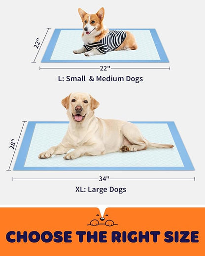 Puppy Pads - Super Absorbent & Spill-Proof Pee Pads for Dogs with 6-Layer Material, Quick-Dry Potty Pads for Floors, Furniture, Vehicle, 34" × 28", 100 Packs