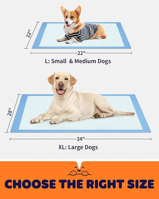 Puppy Pads - Super Absorbent & Spill-Proof Pee Pads for Dogs with 6-Layer Material, Quick-Dry Potty Pads for Floors, Furniture, Vehicle, 34" × 28", 100 Packs