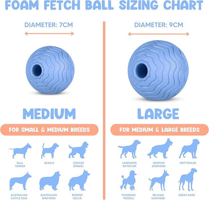 Foam Fetch Ball for Dogs – Durable EVA Foam Dog Ball, Interactive Chew Toy for Dogs, Lightweight Floating Ball for Water, Pool & Outdoor Fetch Games (Blue, Large)