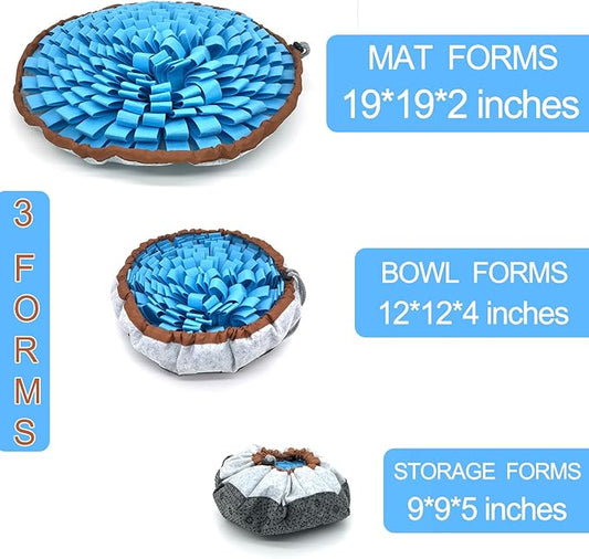 Dog Snuffle-Mat Slow-Feeder-Bowl - Simulating Grassland for Boredom, Encourages Natural Foraging Skills for Pet, Treat Indoor Outdoor Stress Relief（Blue）