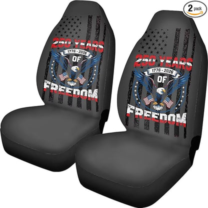 Eagle USA Flag Car Seat Covers for Front Seats American 250th Anniversary Patriotic Car Accessories for Women Men Washable and Breathable Car Seat Cover Set of 2 for Trucks SUV Sedans