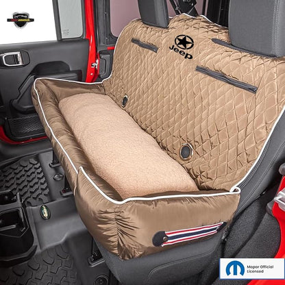 PetBed2GO Jeep Tan, Large Pet Bed Cushion & Car Seat Cover, 52x20x7, 6lbs