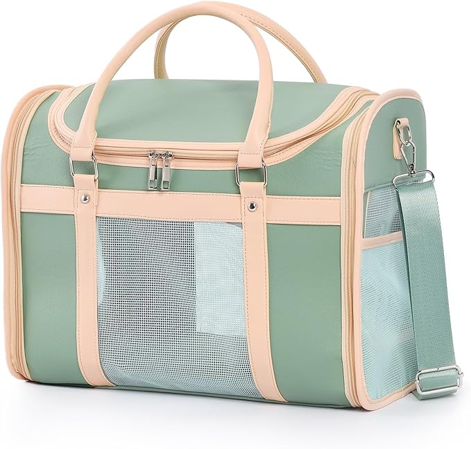 Pet Carrier Backpack, Airline Approved TSA, Waterproof PU Foldable, 360° Ventilated, Light‑Blocking, Washable Travel Bag for Cats & Small Dogs