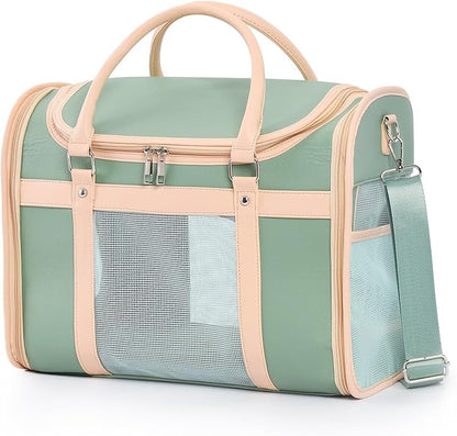 Pet Carrier Backpack, Airline Approved TSA, Waterproof PU Foldable, 360° Ventilated, Light‑Blocking, Washable Travel Bag for Cats & Small Dogs