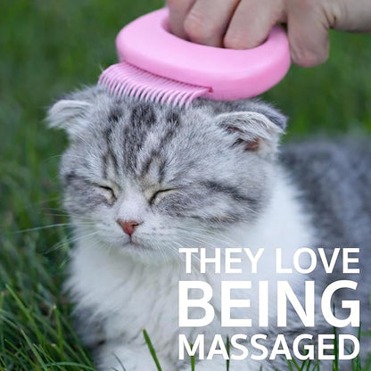 Pet Hair Removal Massage Shell Comb, Soft Deshedding & Dematting Grooming Brush for Dogs, Cats, Puppies & Rabbits – Removes Loose Fur & Mats, For Long & Short Hair (Pink)