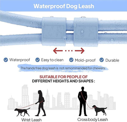 PetiFine Hands Free Dog Leash, Crossbody Waist Leash for Dog Walking, 8 ft Multifunctional Waterproof Standard Lead for Swimming,Running,Training (Small,Blue)