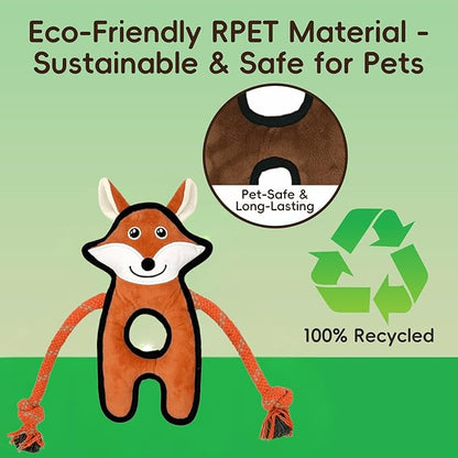 Pet Fox Rope & Plush Dog Toy - Interactive Tug Toy for Dogs | Eco-Friendly REPT Material | Durable for All Breeds