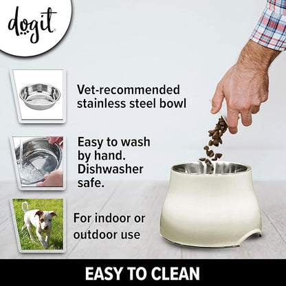 Dogit Elevated Dog Bowl, Stainless Steel Dog Food and Water Bowl for Large Dogs, White, 73753