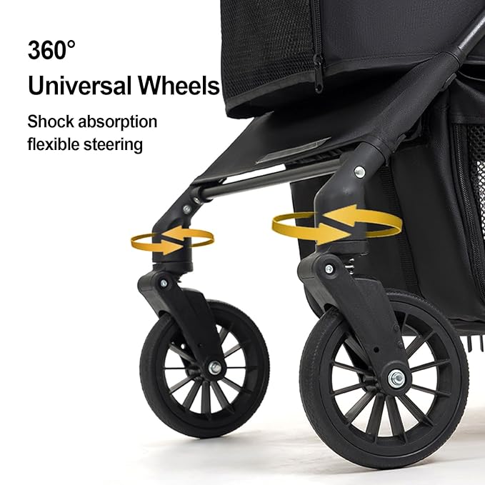 Medium Pet Stroller for Small & Medium Dogs, Double Dog Stroller for 2 Dogs, 44 Lbs Capacity Lightweight Integrated Design, Easy Setup Durable Pet Cart with Safe & Comfort Travel